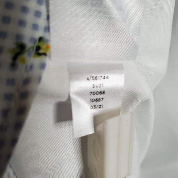 Loft Size 14 Dress Long Gingham Floral Flutter Sleeve Faux Wrap Ruffle Hem Lined - Picture 6 of 15